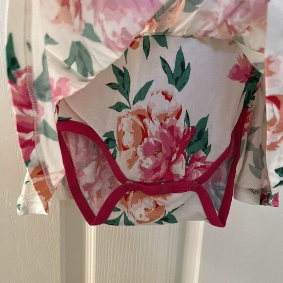 Free Birdees Peonies Twirling Bodysuit Dress Bamboo Girls Size 3-6 Months NWT - Picture 5 of 14